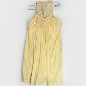 Butter Yellow Beaded Racerback Shift Dress Colourblock Relaxed Fit Summer Size S